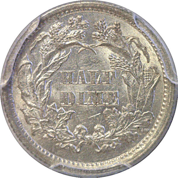 1861/0 Seated Liberty Half Dime. -  PCGS AU-58 - Image 3