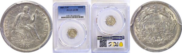 1861/0 Seated Liberty Half Dime. -  PCGS AU-58