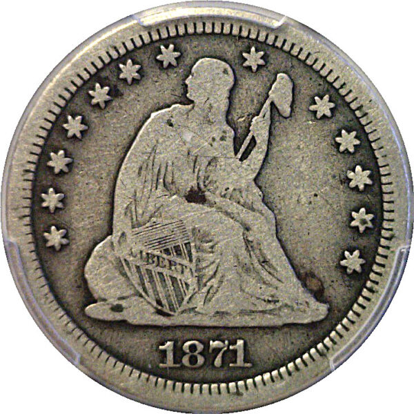 1871-S Seated Liberty Quarter. -  PCGS F-12 - Image 2