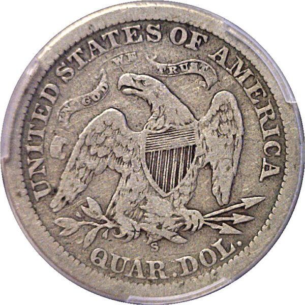1871-S Seated Liberty Quarter. -  PCGS F-12 - Image 3