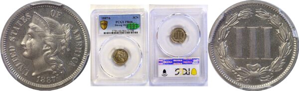 1887/6 Nickel Three Cent. -  PCGS PR-66.  CAC