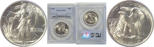 1943 Walking Liberty Half Dollar  -  PCGS MS-67