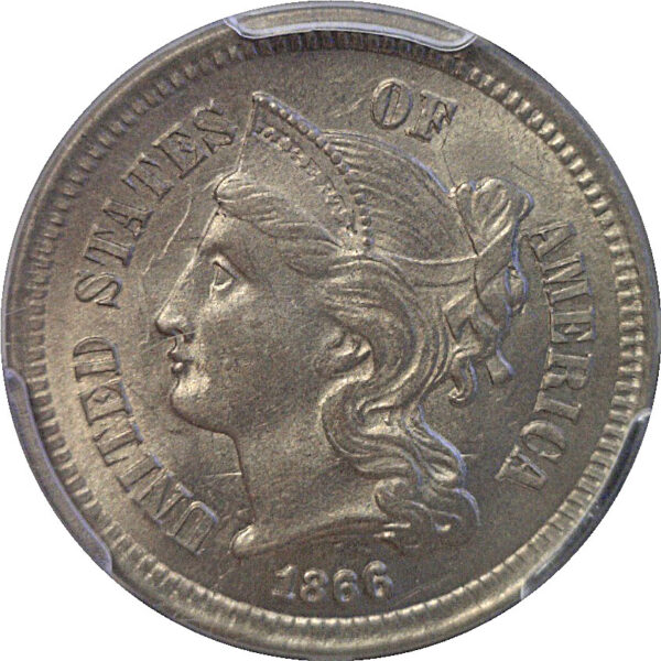 1866 Nickel Three Cent. -  PCGS MS-63 - Image 2