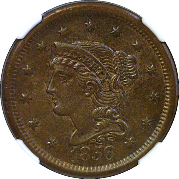 1856  Large Cent  -  NGC MS-63 BN - Image 2