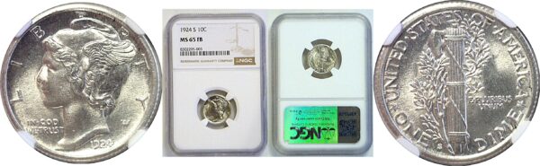 1924-S Mercury Dime. -  NGC MS-65 FB