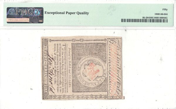 7/2/1780 Three Dollars Rhode Island Fr RI-284 PMG AU-50 EPQ - Image 3