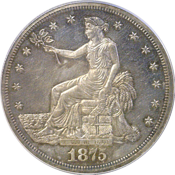 1875 Trade Dollar. -  PCGS PR-62.  CAC - Image 2