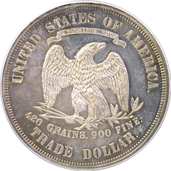 1875 Trade Dollar. -  PCGS PR-62.  CAC - Image 3