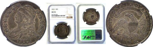1822 Bust Half Dollar. -  NGC AU-53