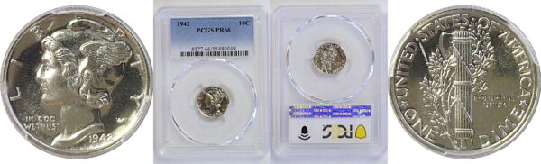 1942 Mercury Dime  -  PCGS PR-66