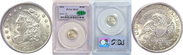 1834 Bust Half Dime. -  PCGS MS-63. CAC