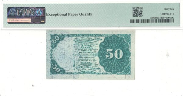 50 Cent Fourth Issue Fractional Currency Fr-1379 PMG Gem Cu-66 EPQ - Image 3