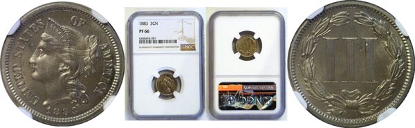 1883 Nickel Three Cent. -  NGC PF-66
