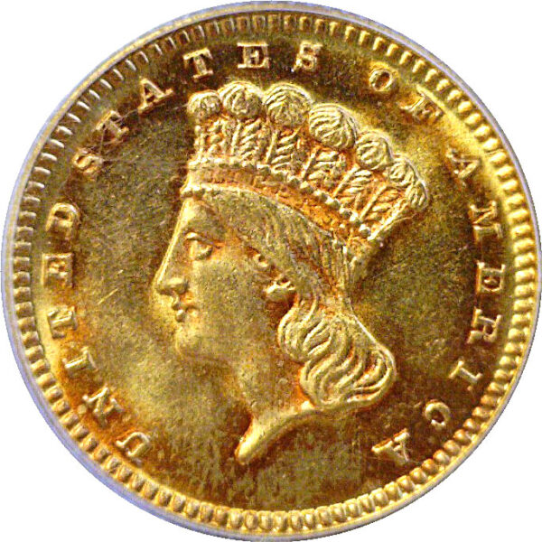 1871 One Dollar Gold Coin  -  PCGS MS-64  CAC - Image 2