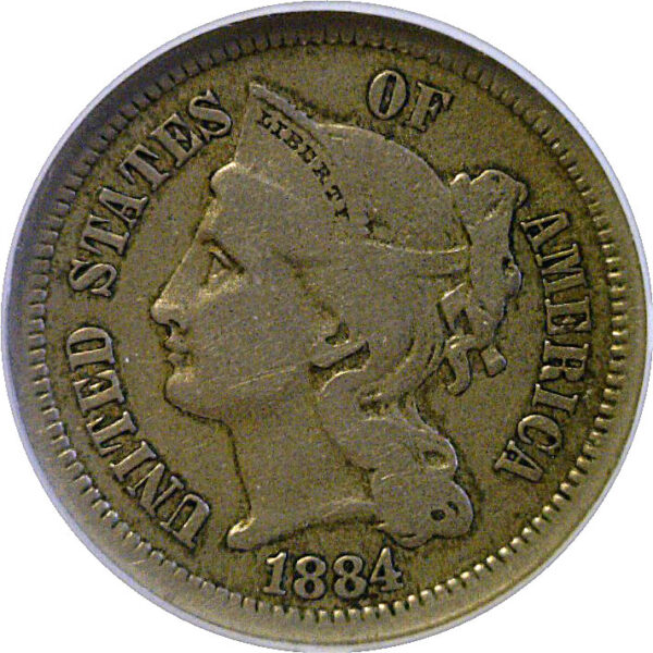 1884 Nickel Three Cent  -  NGC F-15  CAC - Image 2