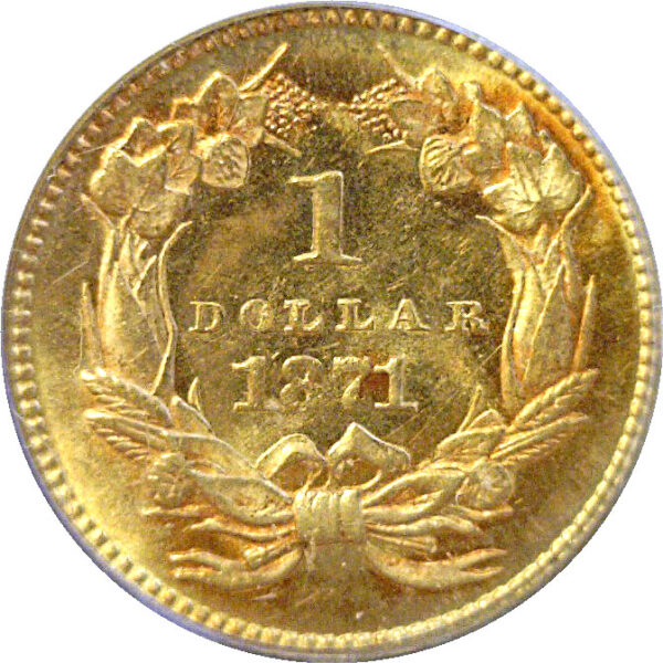 1871 One Dollar Gold Coin  -  PCGS MS-64  CAC - Image 3