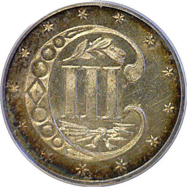 1868 Silver Three Cent  -  PCGS MS-64  CAC - Image 3