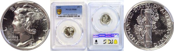 1942 Mercury Dime  -  PCGS PR-68