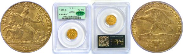 1915-S $2 1/2 Panama-Pacific Gold Commemorative  -  PCGS MS-66  CAC