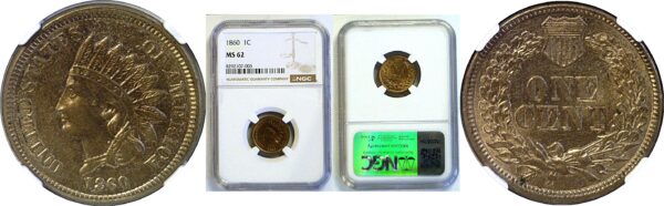 1860 Indian Head Cent  -  NGC MS-62