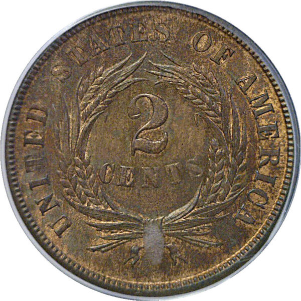 1864 Small Date.  Two Cent Piece. -  PCGS MS-64 RB. CAC - Image 3