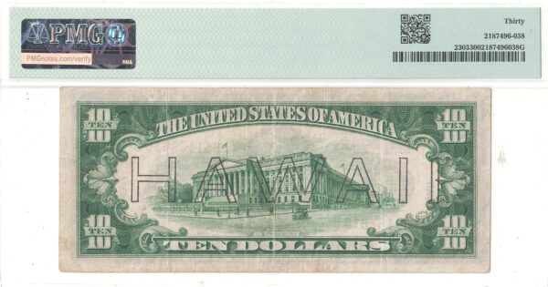 1934-A $10 Hawaii Fr-2303 PMG VF-30 - Image 3