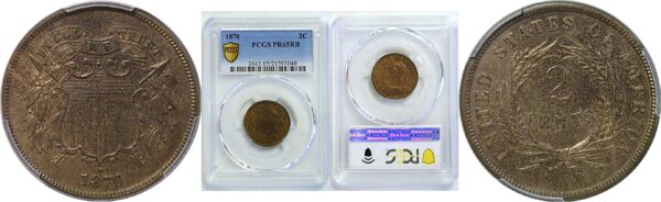 1870 Two Cent Piece. -  PCGS PR-65 RB