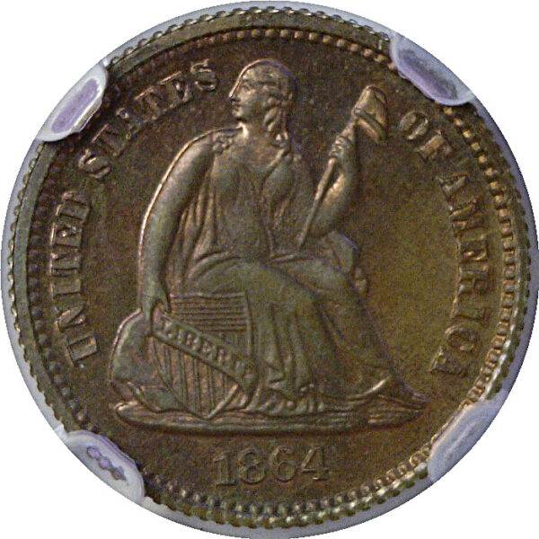 1864 Pattern Seated Half Dime. J-378  -  NGC PR-67 RB - Image 2