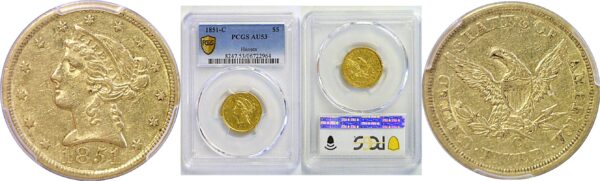 1851-C $5 Liberty  -  PCGS AU-53