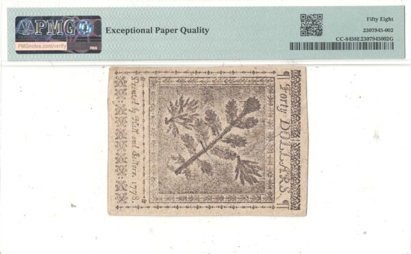 9/26/1778 Forty Dollars Continental Currency Fr CC-84 PMG AU-58 EPQ - Image 3
