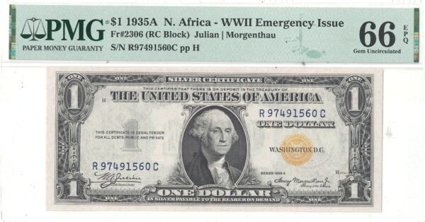 1935-A $1 North Africa Fr-2306 PMG Gem CU-66 EPQ - Image 2