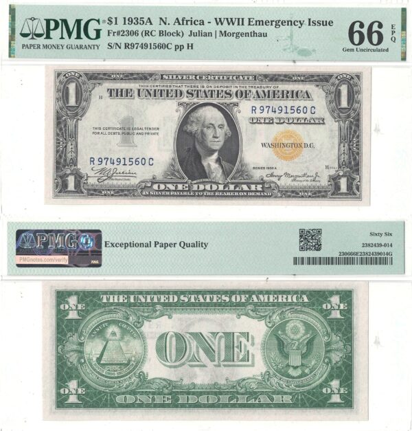 1935-A $1 North Africa Fr-2306 PMG Gem CU-66 EPQ