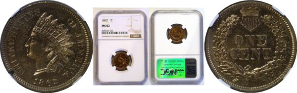 1862 Indian Head Cent. -  NGC MS-62