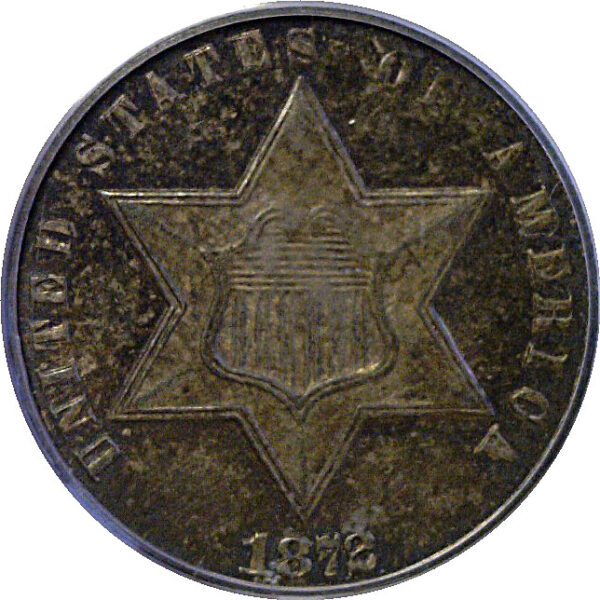 1872 Silver Three Cent. -  PCGS MS-64.  CAC - Image 2