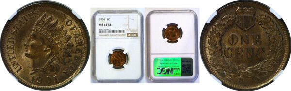 1901 Indian Head Cent. -  NGC MS-64 RB