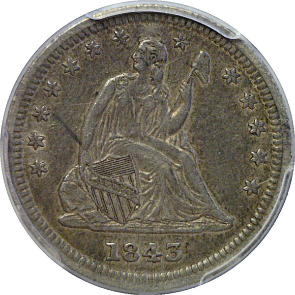1843 Seated Liberty Quarter. -  PCGS AU-50 - Image 2