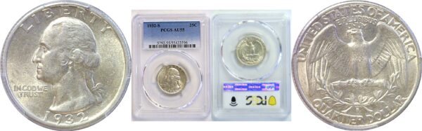 1932-S Washington Quarter. -  PCGS AU-55