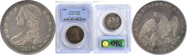 1836 Reeded Edge. Bust Half Dollar  -  PCGS XF-40