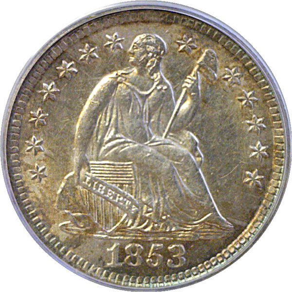 1853 No Arrows.  Seated Liberty Half  Dime  -  PCGS MS-63 - Image 2