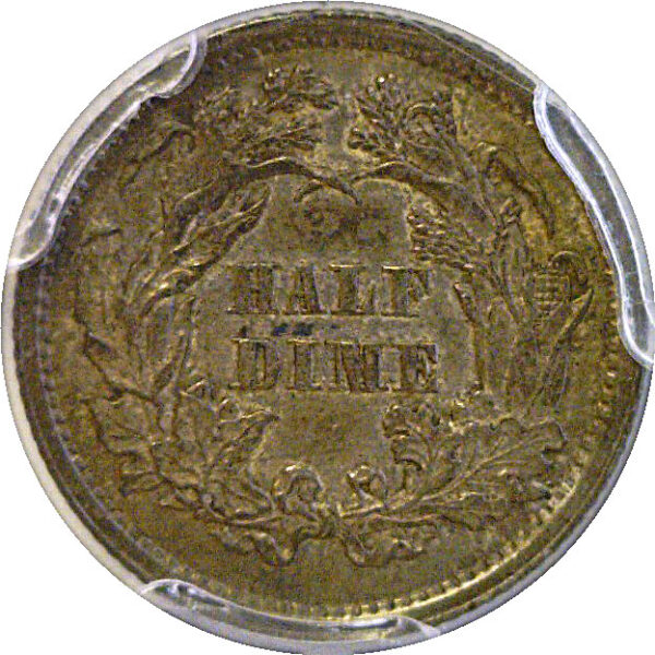 1861/0 Seated Liberty Half Dime  -  PCGS AU-55  CAC - Image 3