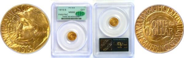 1915-S $1 Panama-Pacific Gold Commemorative  -  PCGS MS-66  CAC