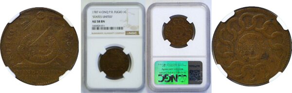1787 Fugio Cent  -  NGC AU-58