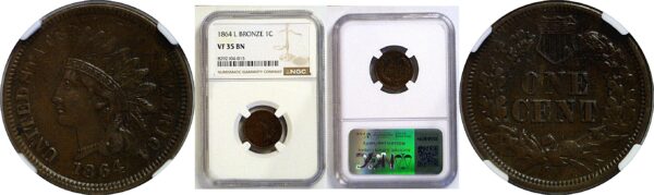 1864-L Indian Head Cent  -  NGC VF-35