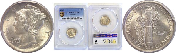 1916 Mercury Dime. -  PCGS MS-65 FB