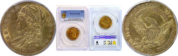 1808 $5 Capped Bust  -  PCGS AU-58