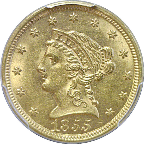 1855 $2 1/2 Liberty. -  PCGS MS-62 - Image 2