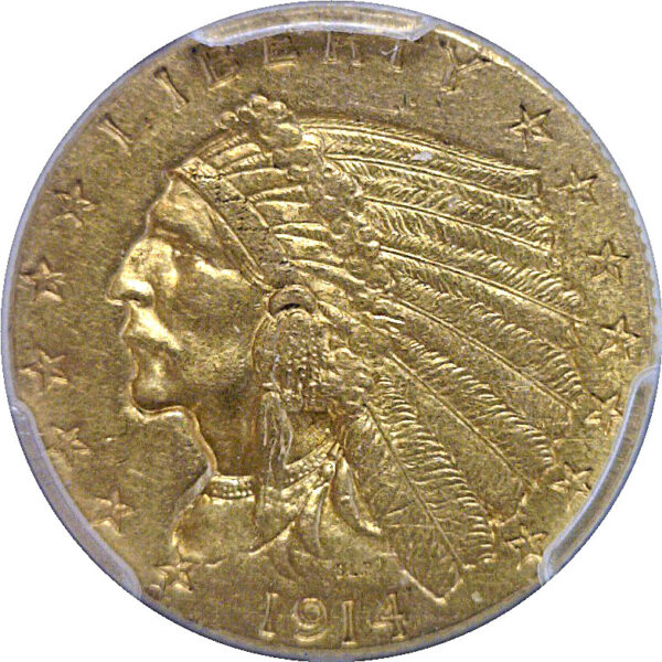 1914 $2 1/2 Indian  -  PCGS AU-58  CAC - Image 2