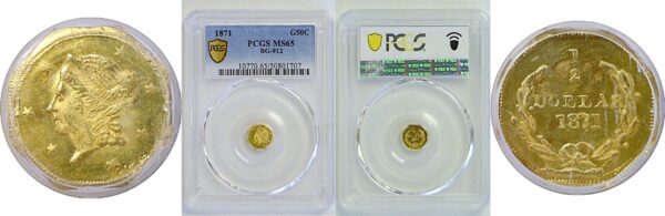 1871 50c California Fractional Gold. BG-912.  -  PCGS MS-65