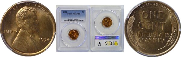 1934 Lincoln Cent  -  PCGS MS-67 RD