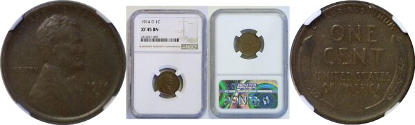 1914-D Lincoln Cent  -  NGC XF-45